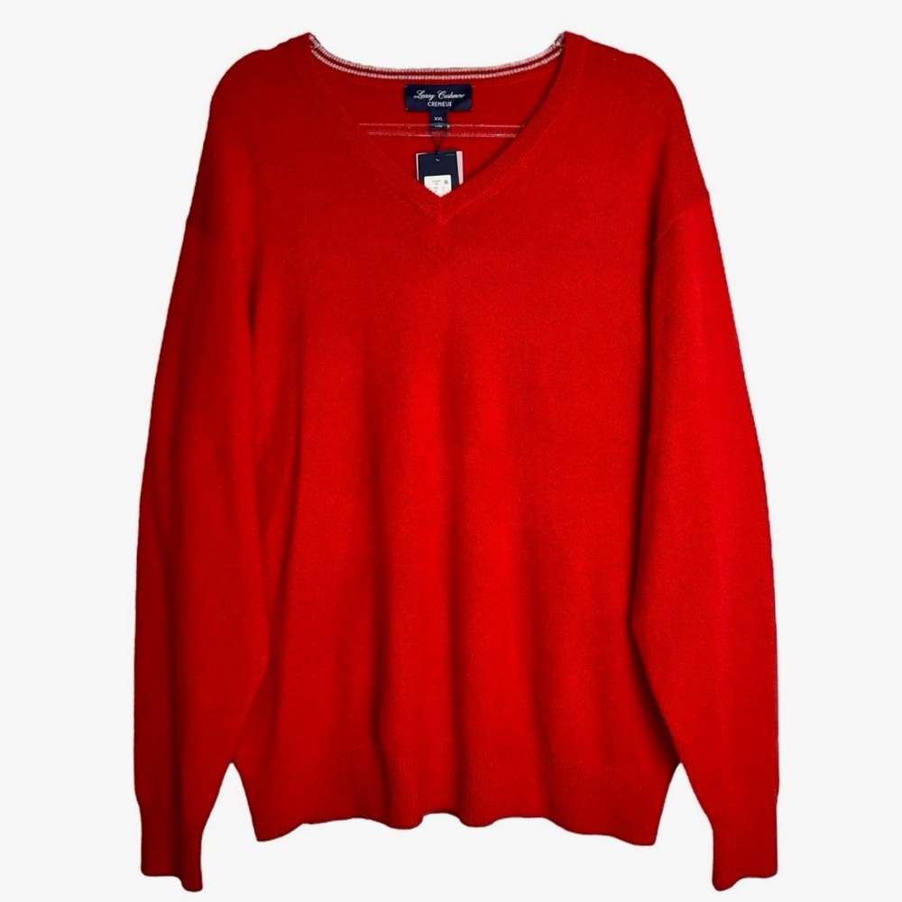 Daniel Cremieux Medium Red Cashmere V-Neck Pullover Long Sleeve Sweater  NWT